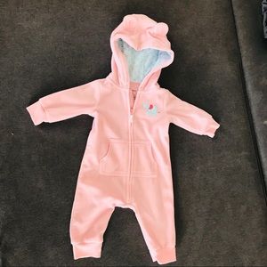 Carters 3 month Pink Elephant One Piece Zip Up